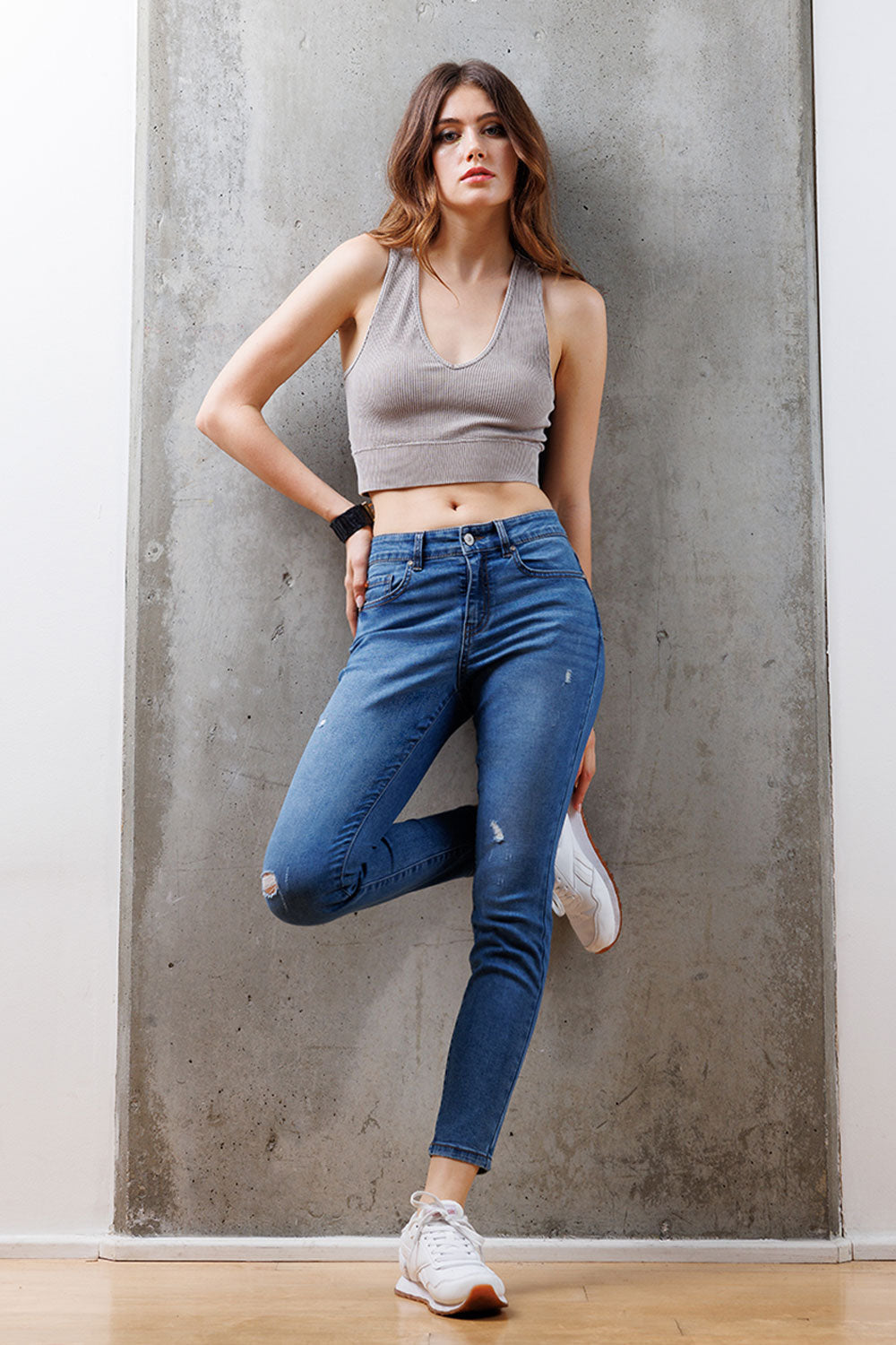 High Rise Destructed Skinny Jeans-2