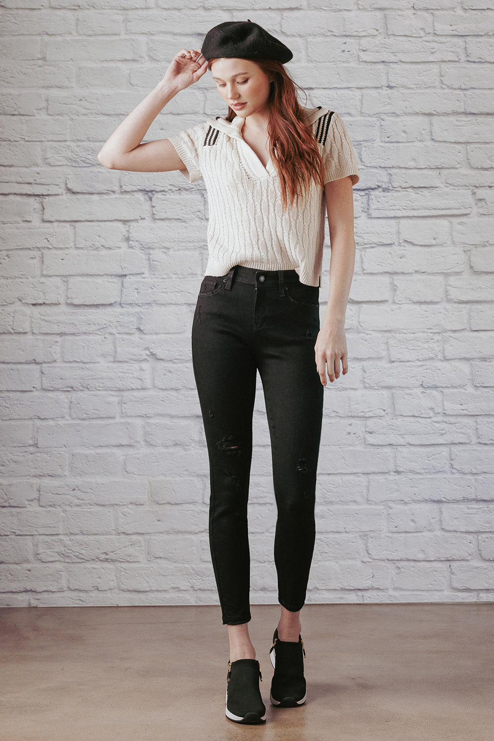 Destructed Ankle Skinny Jeans-4