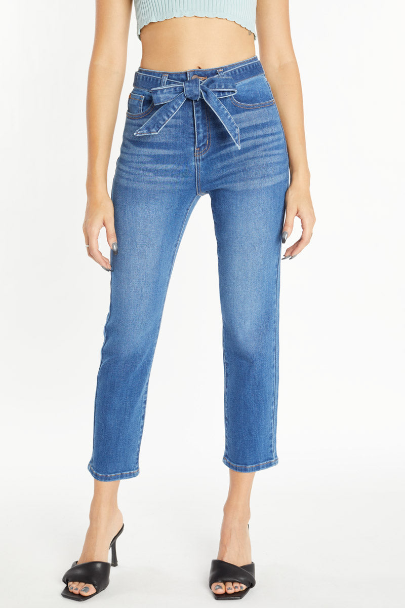 Super High Rise Ribbon Straight Jeans-0