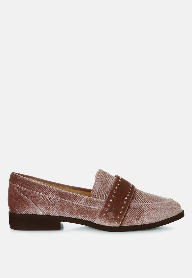 Walkin Stud Detail Velvet Loafers-6