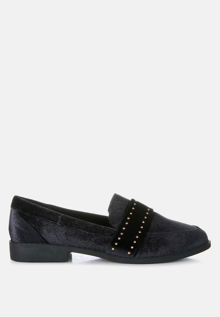 Walkin Stud Detail Velvet Loafers-0
