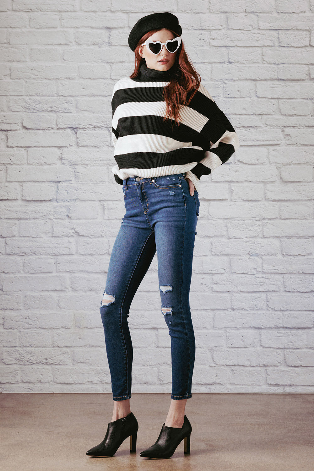 High Rise Destructed Skinny Jeans-3