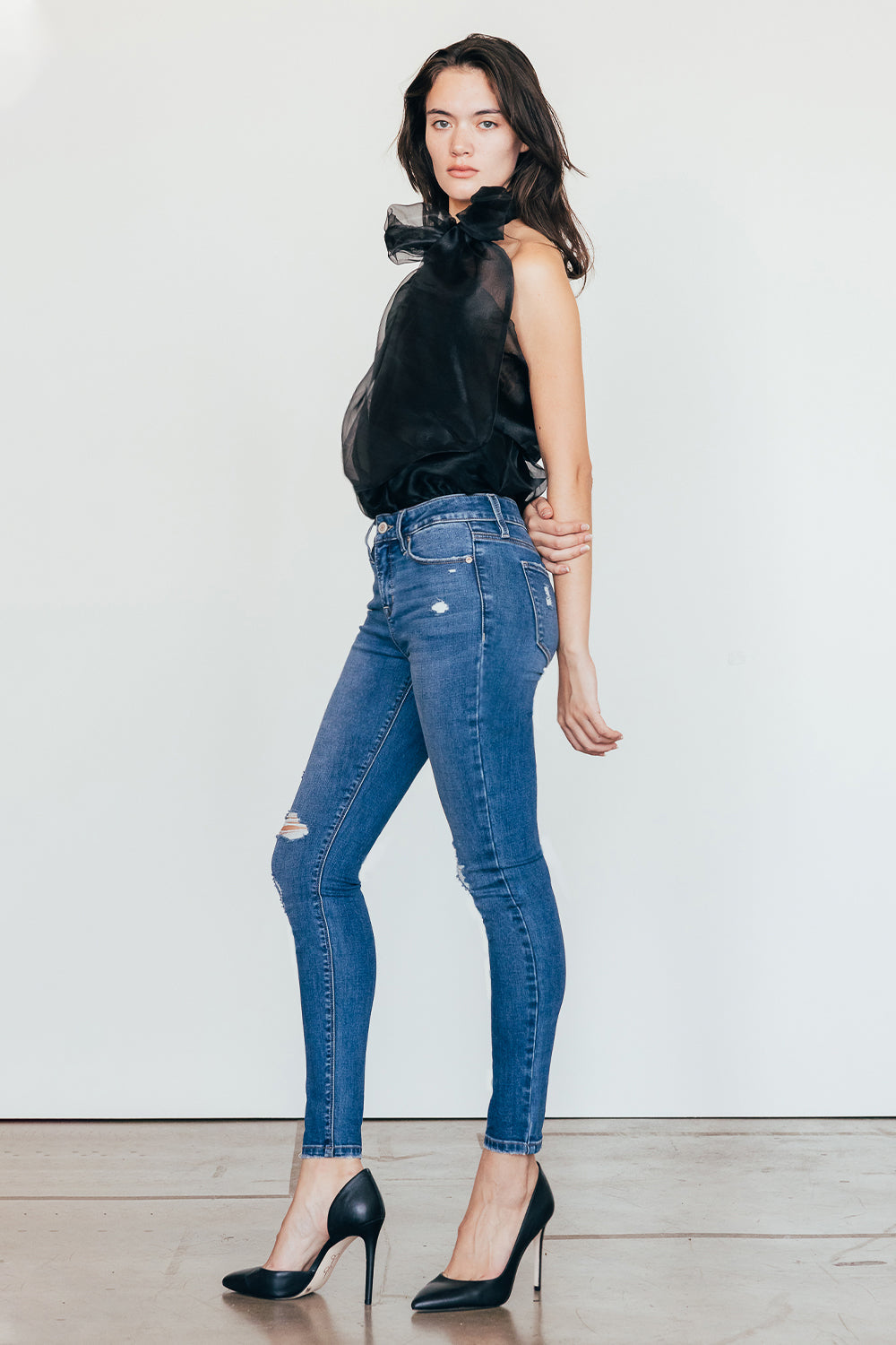 Destructed Ankle Skinny Jeans-3