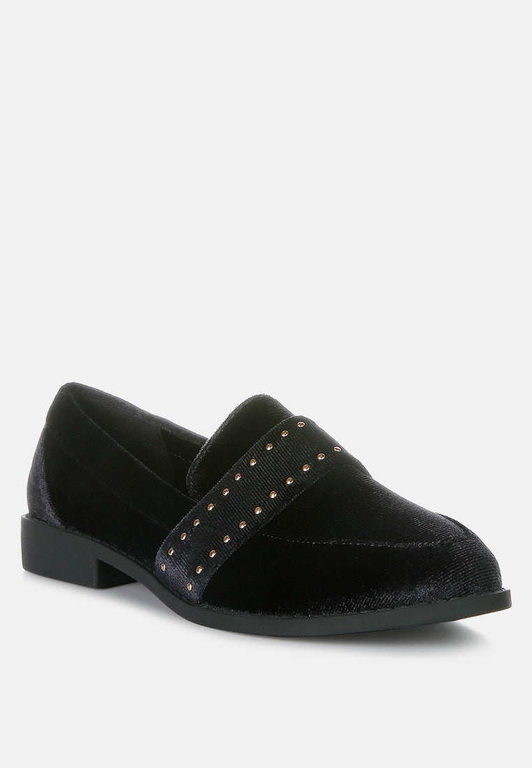 Walkin Stud Detail Velvet Loafers-1