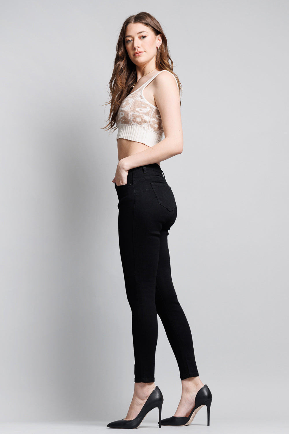 Mid Rise Push Up Ankle Skinny Jeans-1