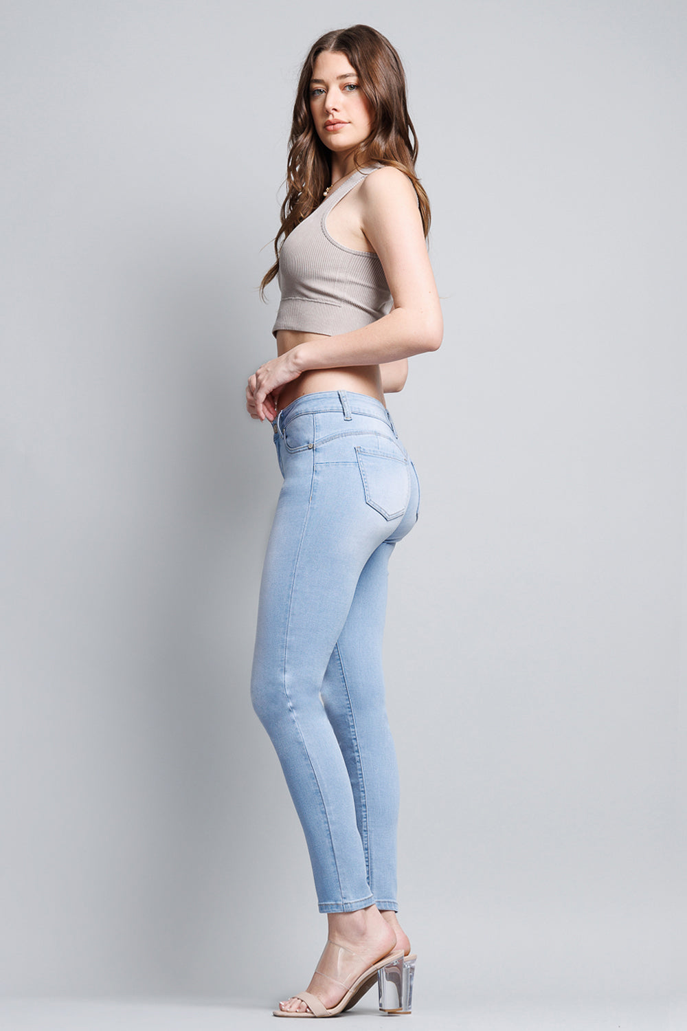 Mid Rise Push Up Ankle Skinny Jeans-1