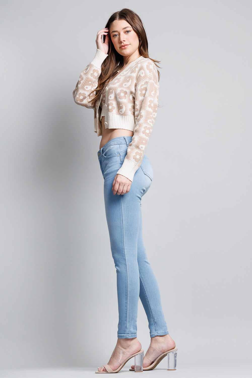 Mid Rise Push Up Ankle Skinny Jeans-2
