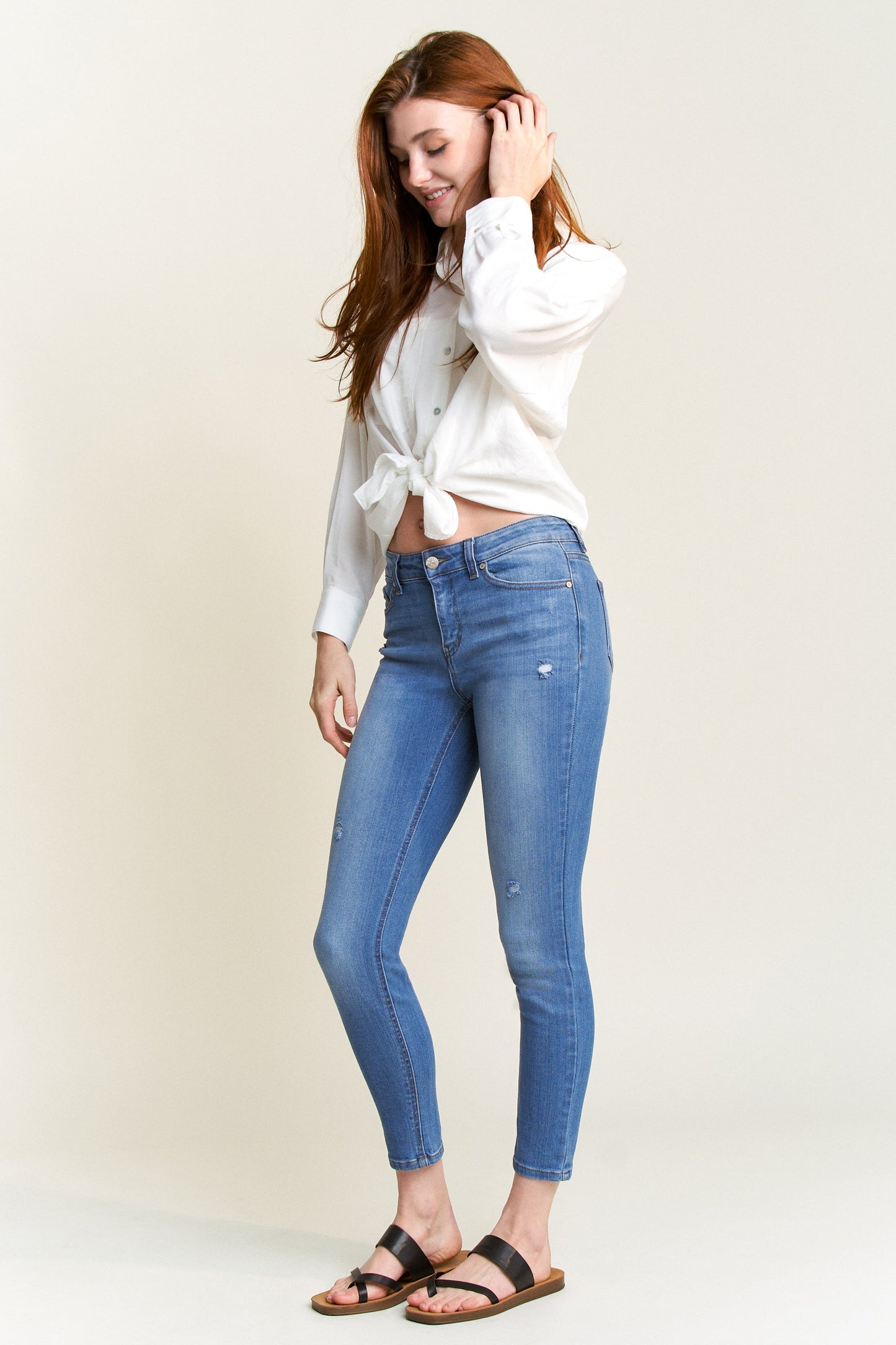 Mid Rise Ankle Skinny Jeans-2