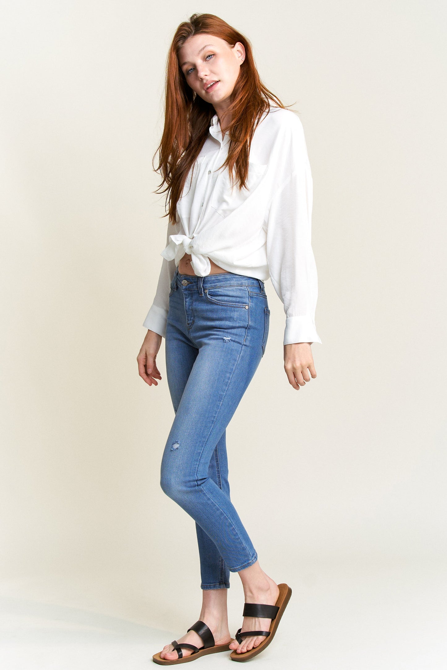 Mid Rise Ankle Skinny Jeans-3