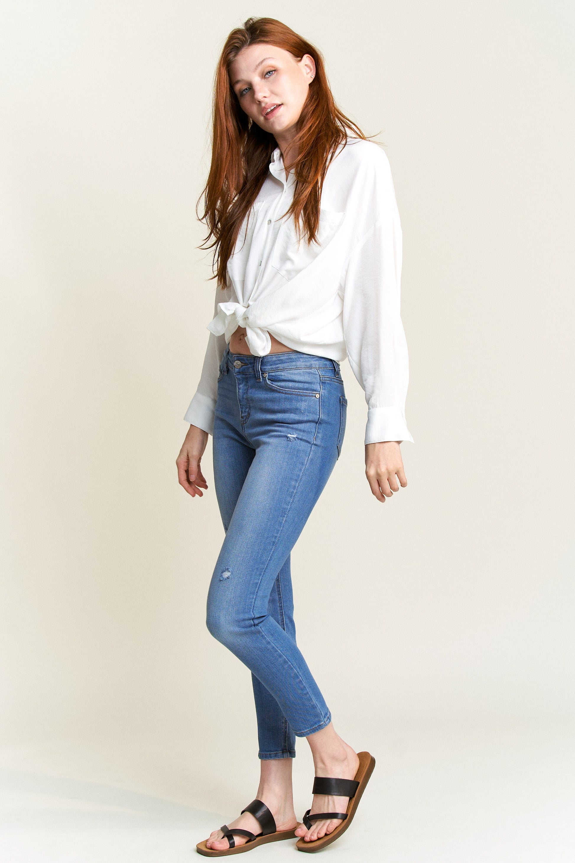 Mid Rise Ankle Skinny Jeans-3