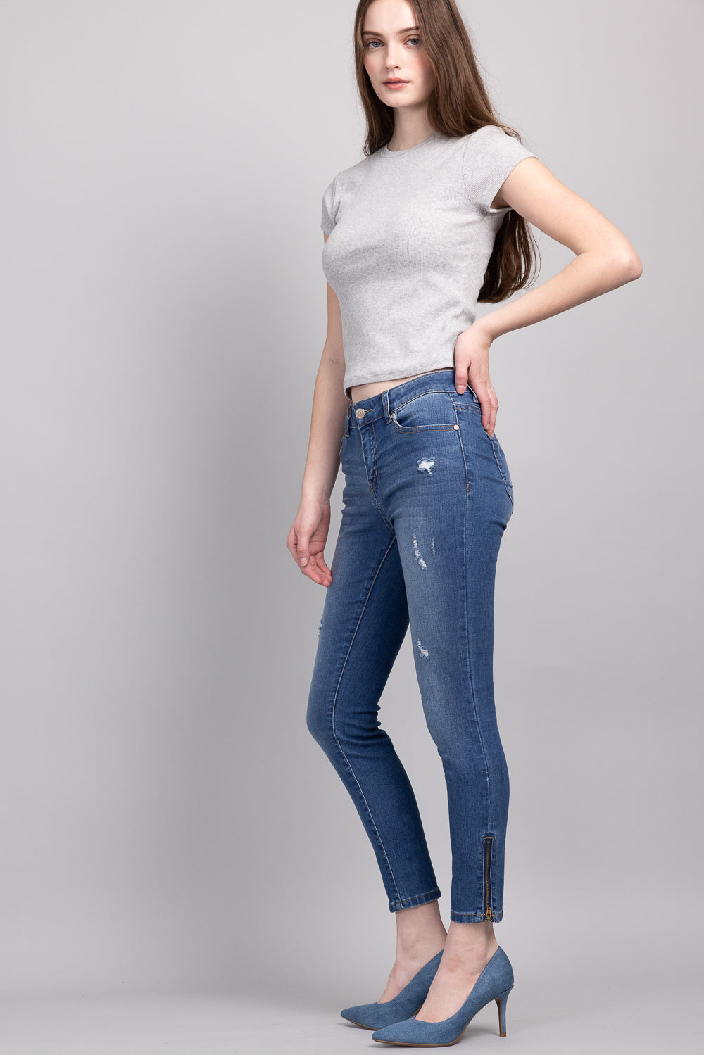 Mid Rise Ankle Skinny Jeans-3