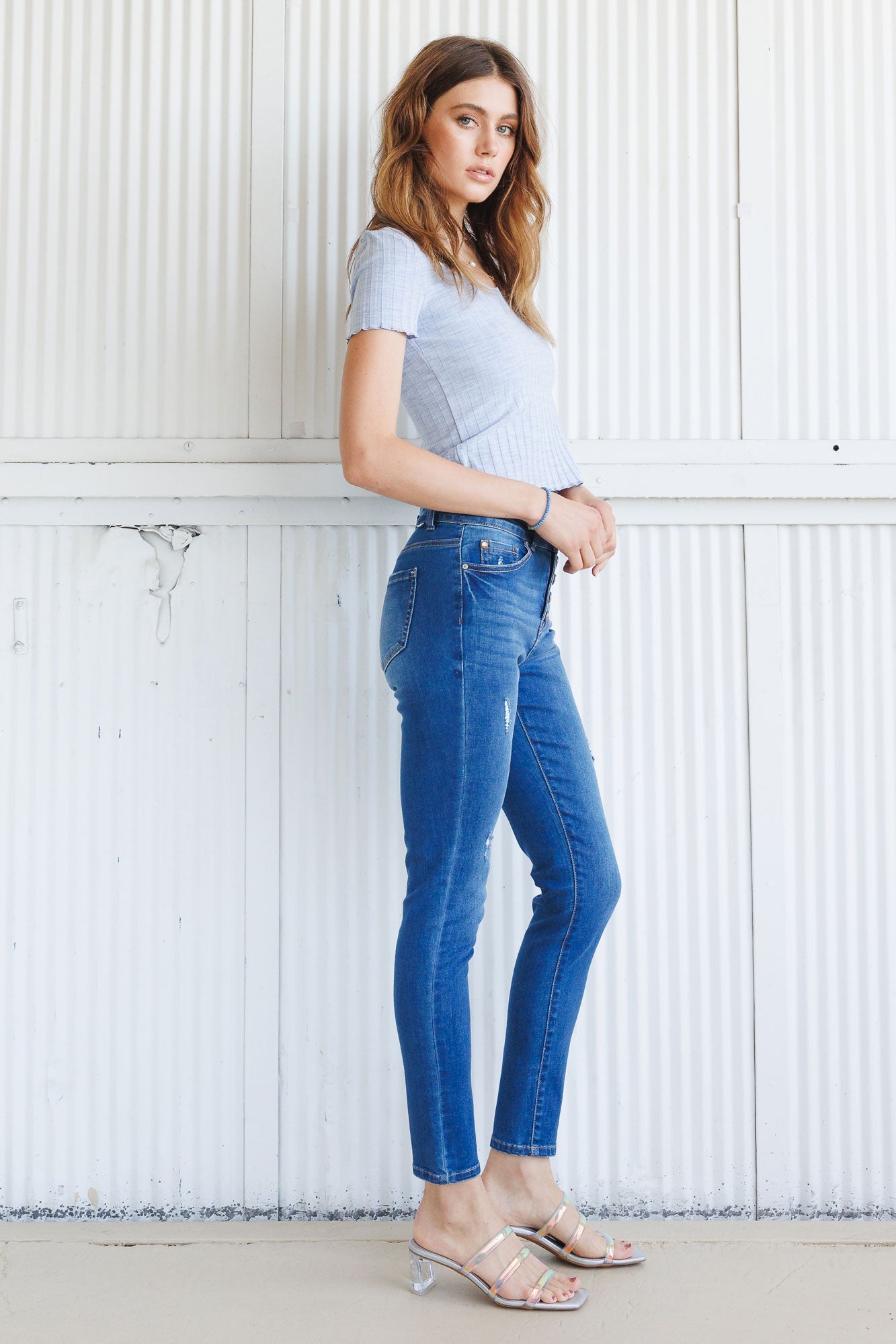 High Rise 5 Button Skinny Jeans-1