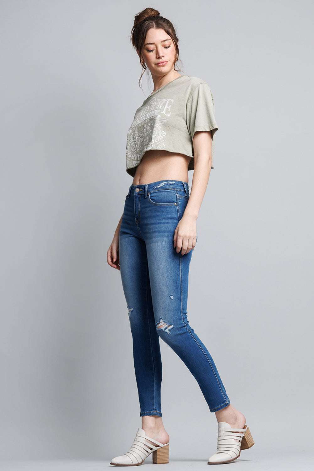 High Rise Destructed Skinny Jeans-2
