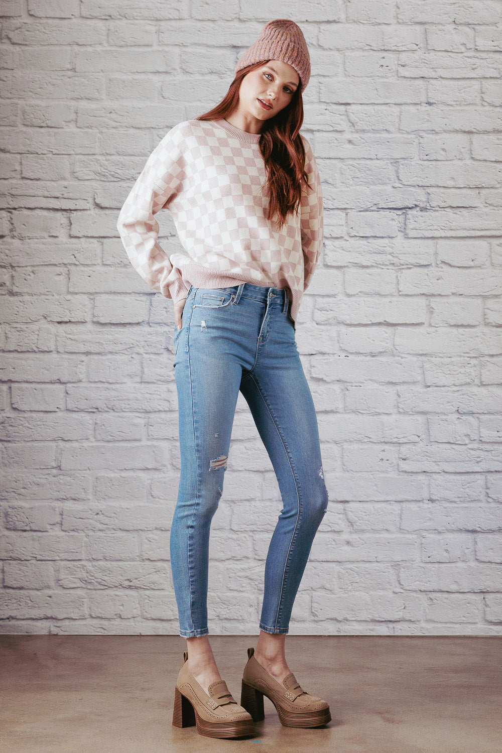 Destructed Ankle Skinny Jeans-4