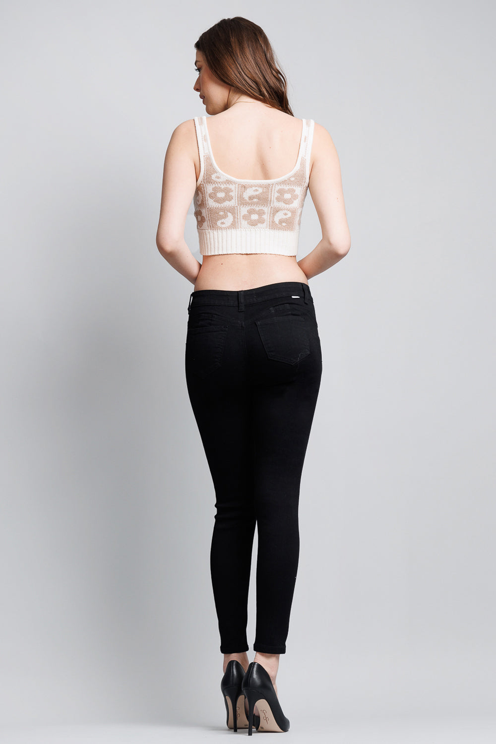 Mid Rise Push Up Ankle Skinny Jeans-3