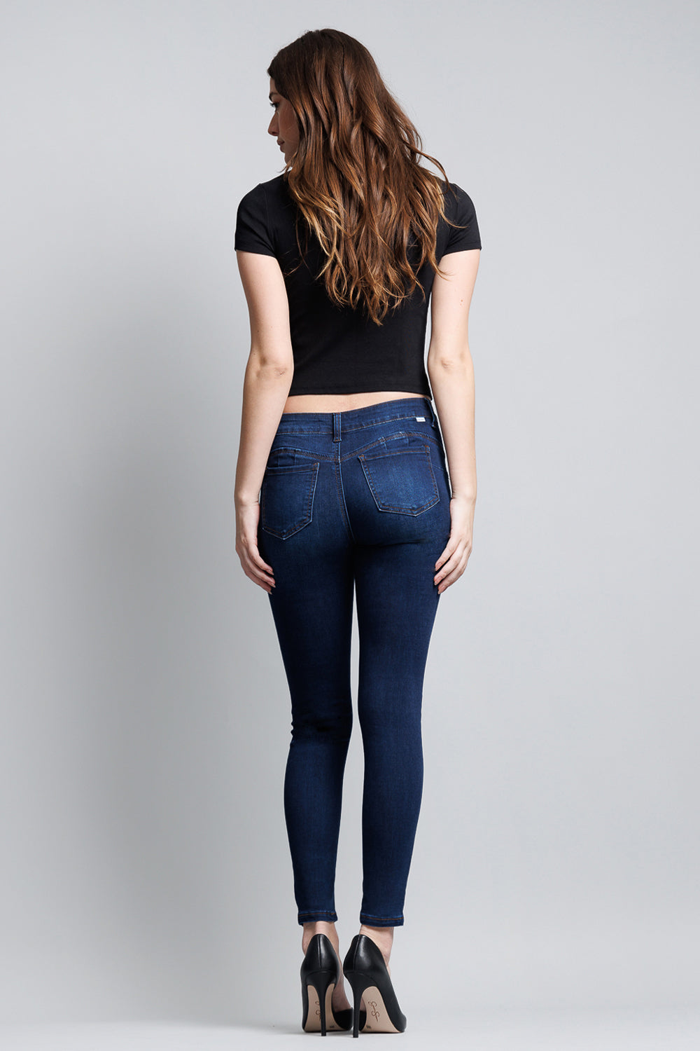 Mid Rise Push Up Ankle Skinny Jeans-1
