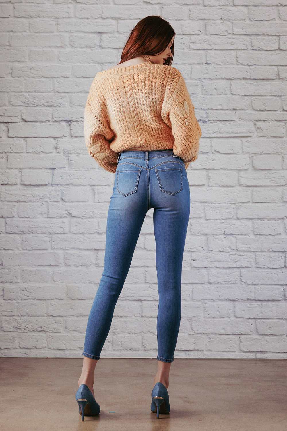 Mid Rise Push Up Ankle Skinny Jeans-1