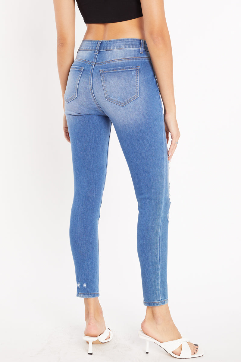 High Rise Destructed Ankle Skinny Jeans-1
