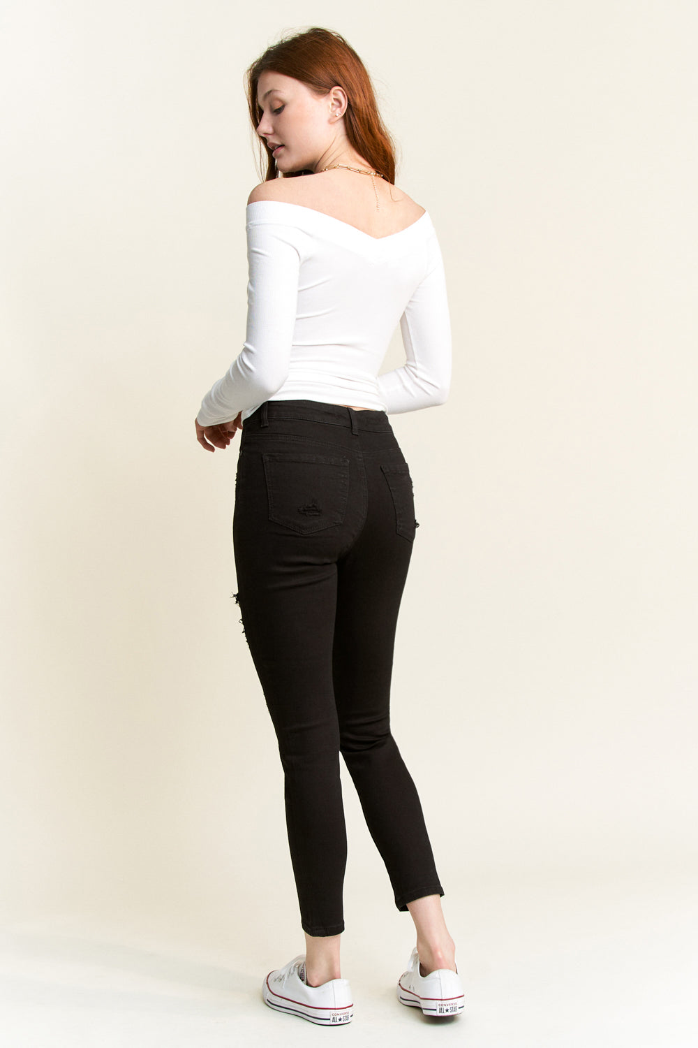 High Rise Destructed Skinny Jeans-2