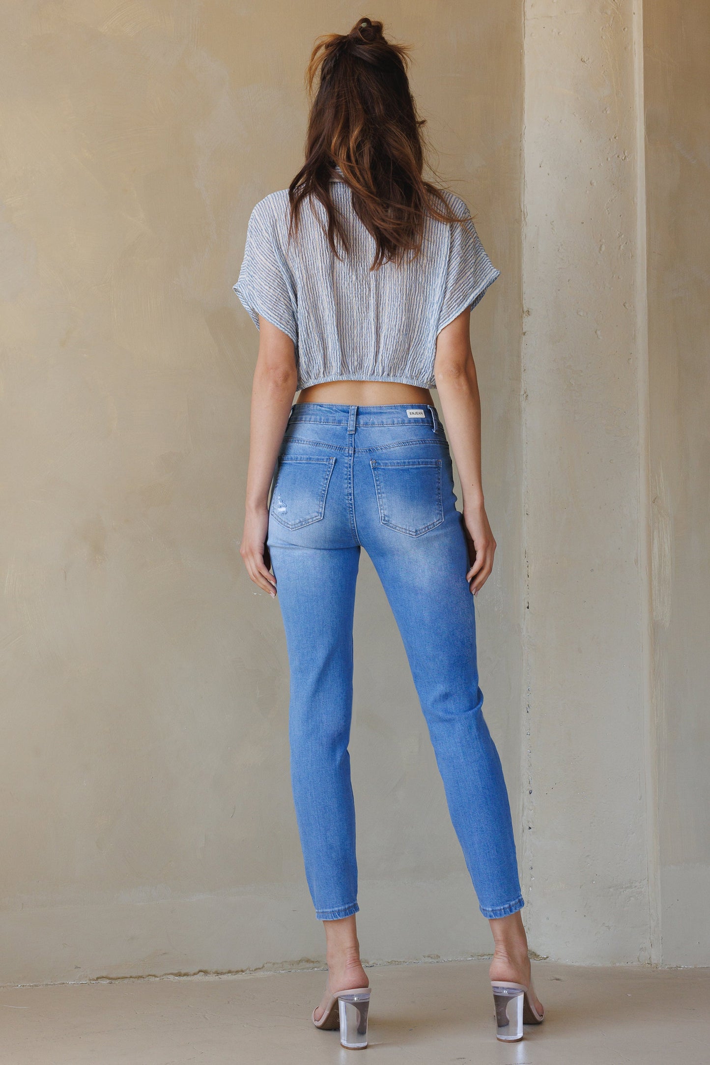High Rise Destructed Skinny Jeans-1