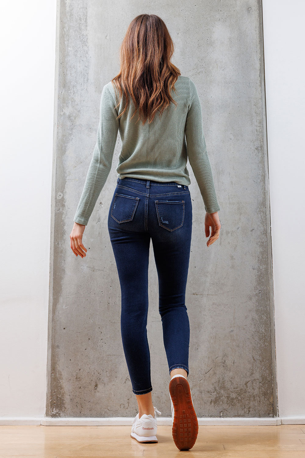 Mid Rise Destructed Ankle Skinny Jeans-3