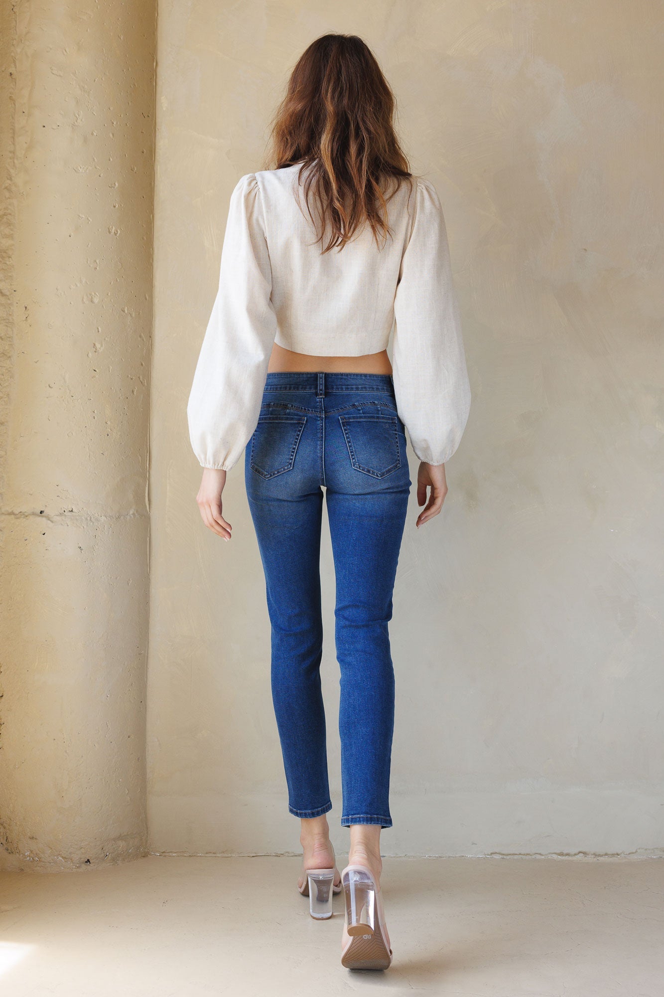 Mid Rise Push Up Ankle Skinny Jeans-1