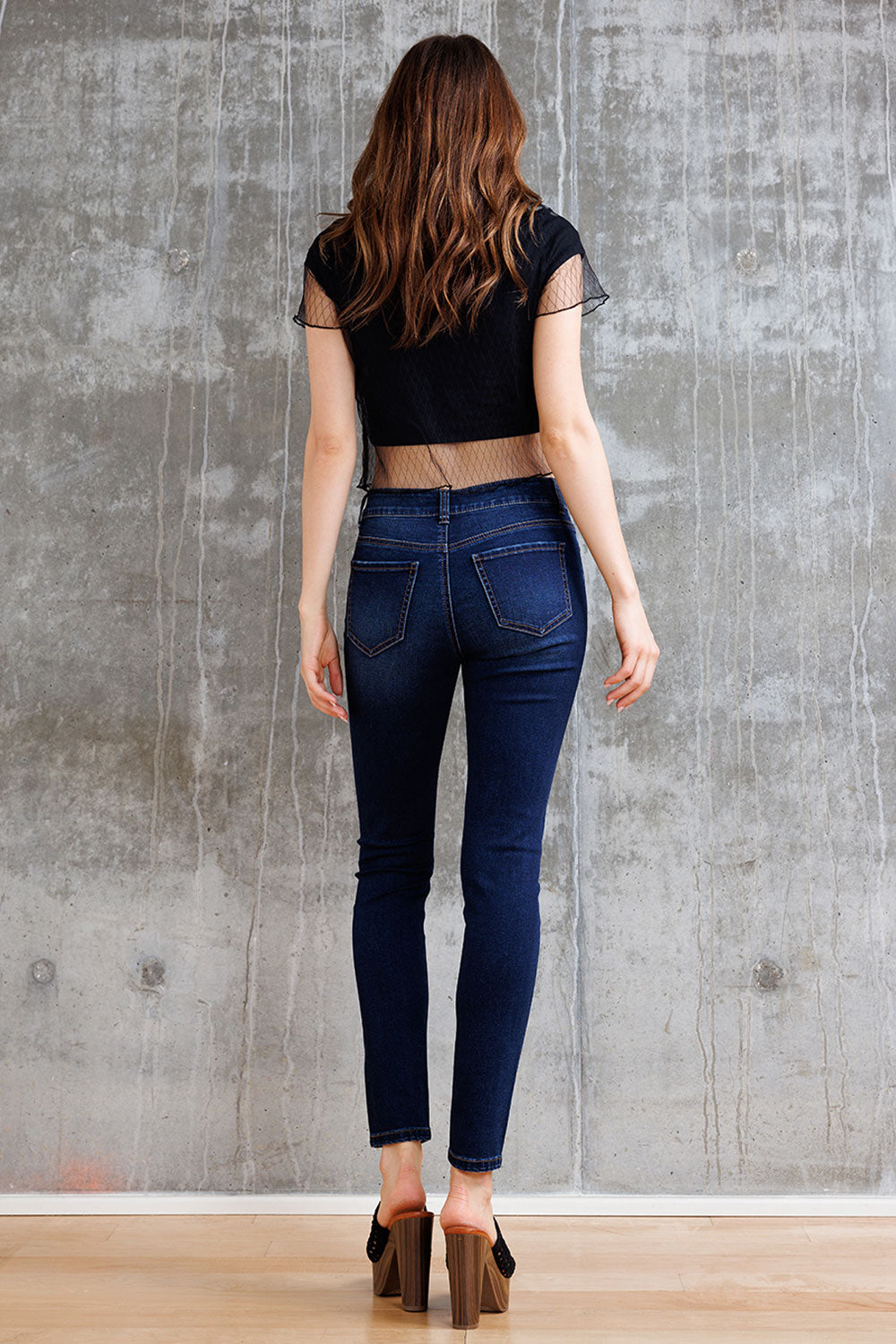 Mid Rise Destructed Skinny Jeans-1