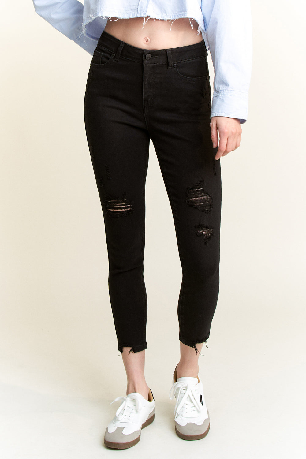 High Rise Distressed Skinny Jeans-5