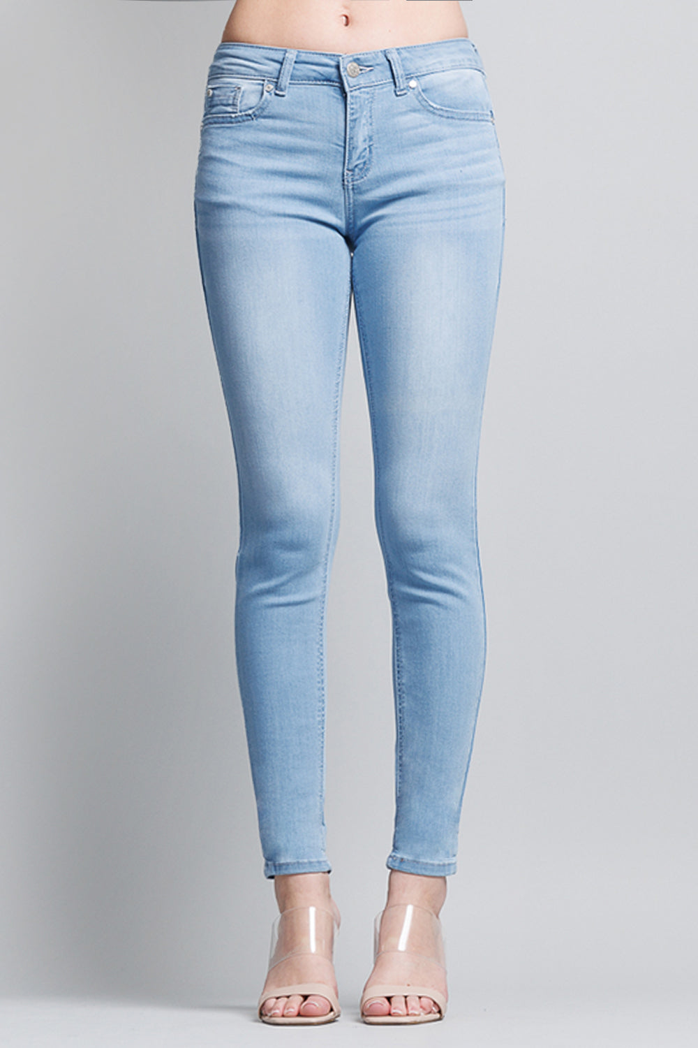 Mid Rise Push Up Ankle Skinny Jeans-4