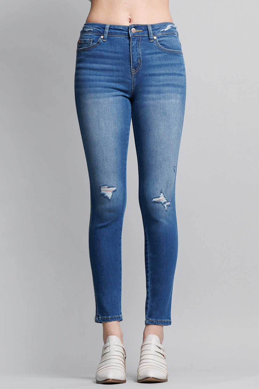 High Rise Destructed Skinny Jeans-1