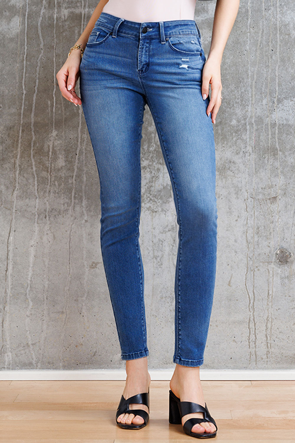 Mid Rise Destructed Skinny Jeans-2
