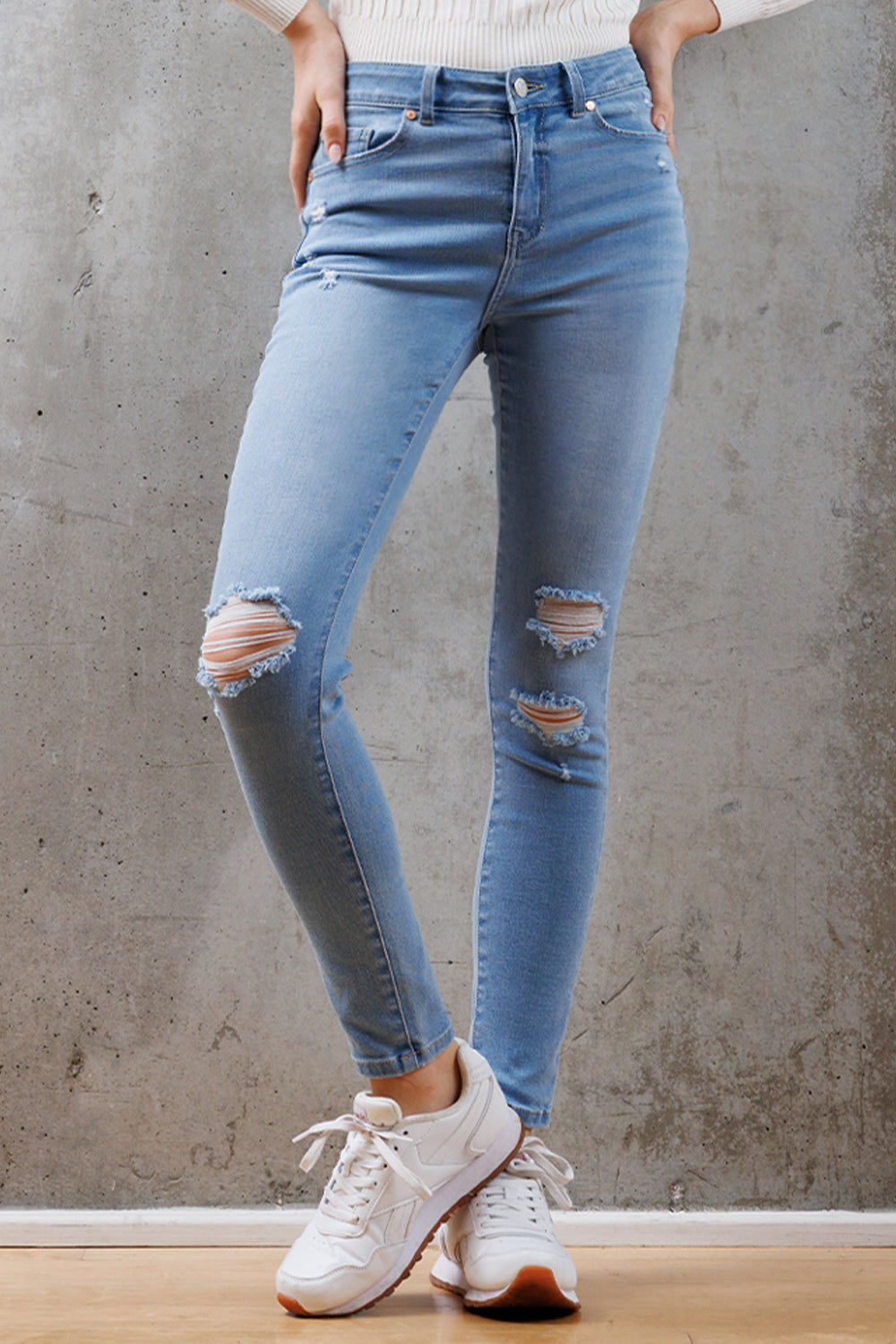 High Rise Destructed Skinny Jeans-1