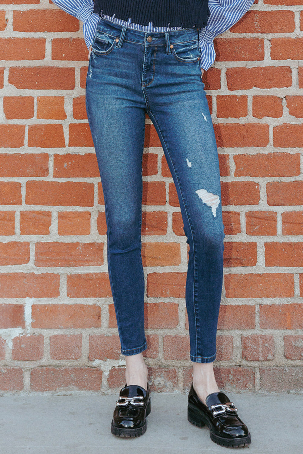 Wash Destructed Skinny Jeans-1
