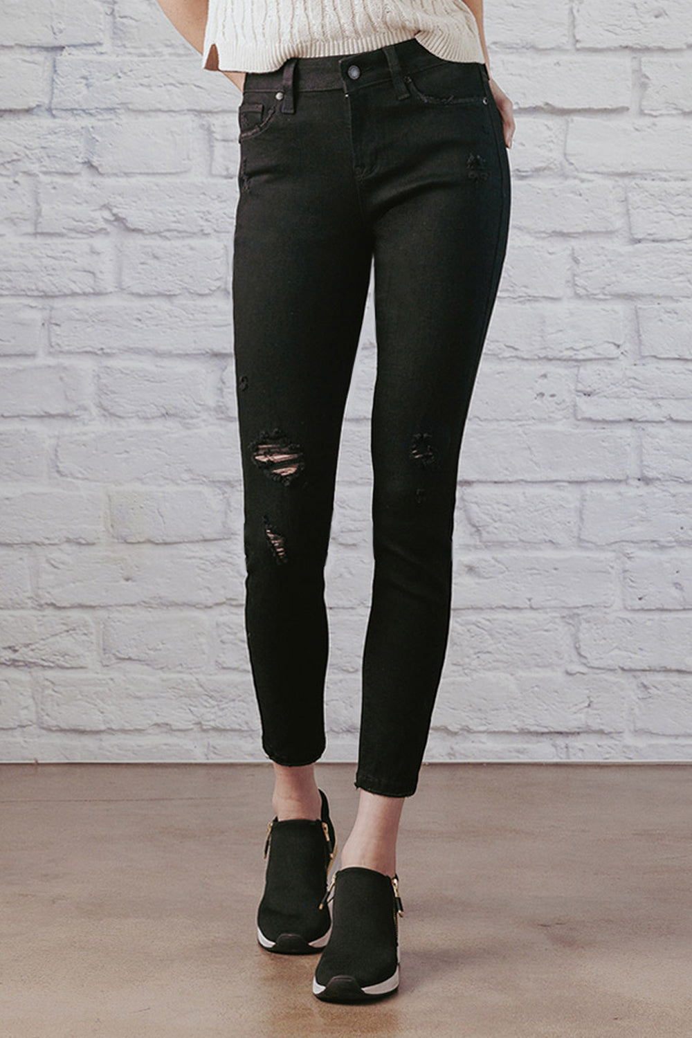 Destructed Ankle Skinny Jeans-1