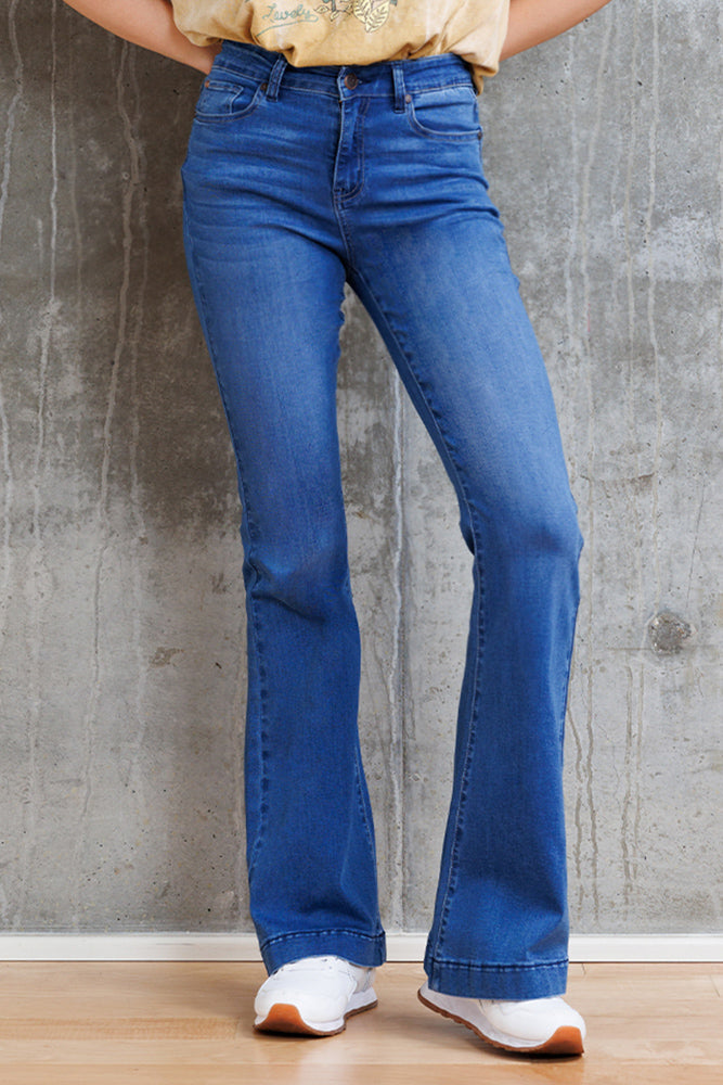 Super High Rise Basic Flare Jeans-4