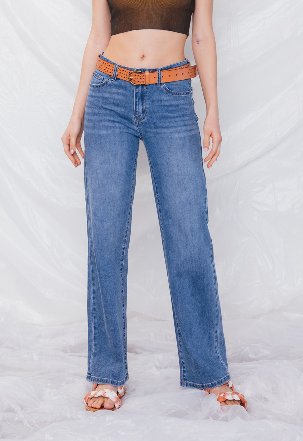 High Rise Wide Leg Straight Jeans-1