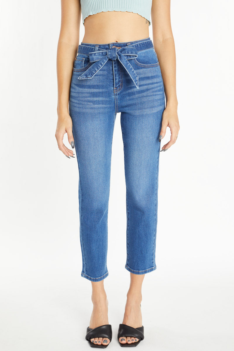 Super High Rise Ribbon Straight Jeans-2