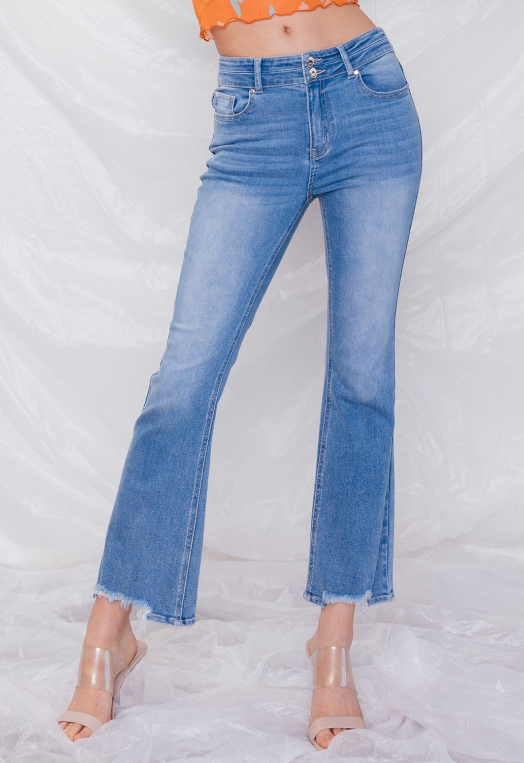 2 Button Mini Bootcut Jeans-1