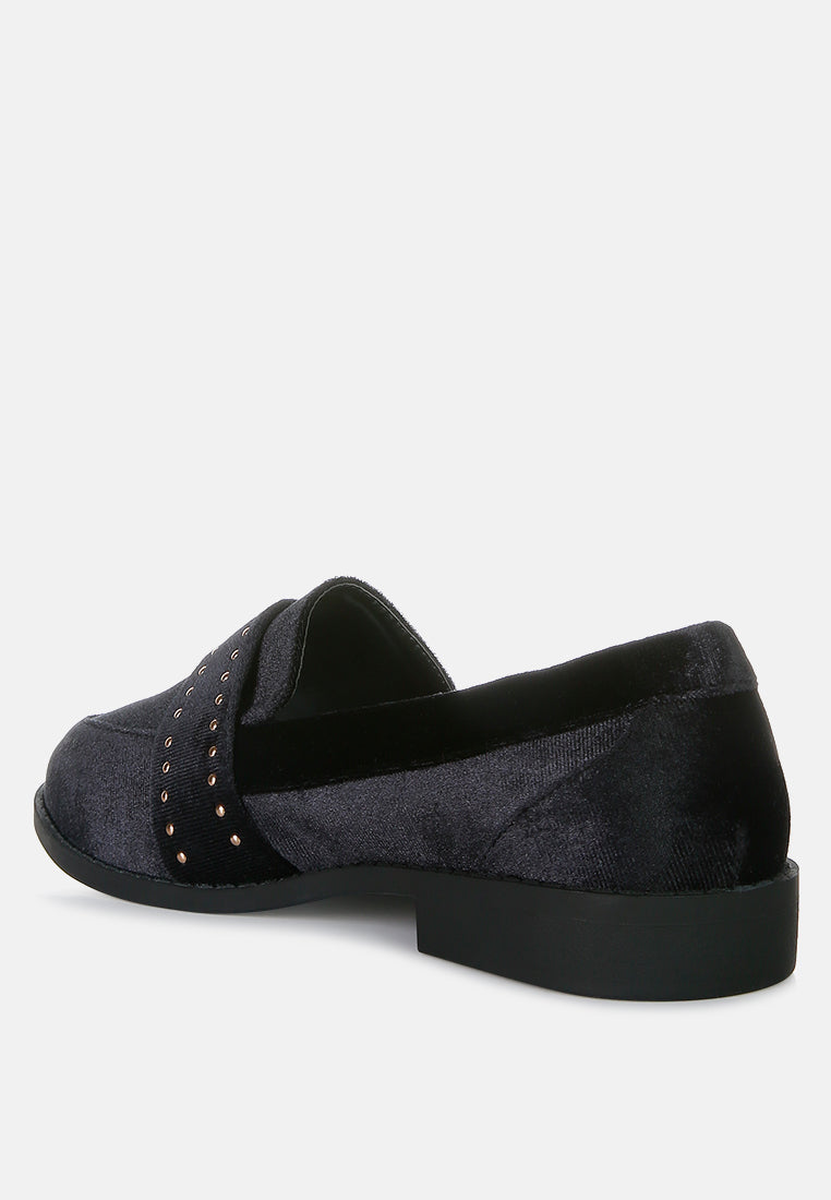 Walkin Stud Detail Velvet Loafers-2
