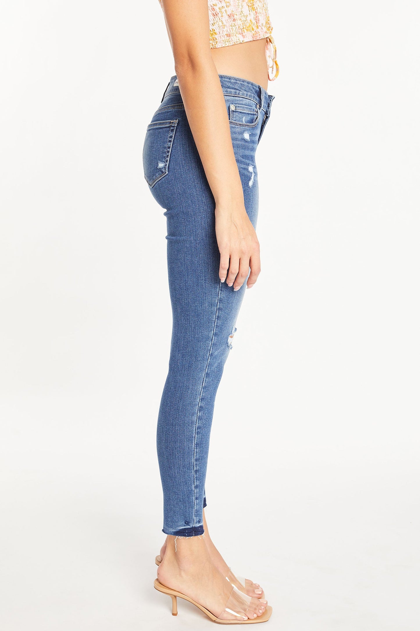 Mid Rise 5 Pocket Ankle Skinny Jeans-3