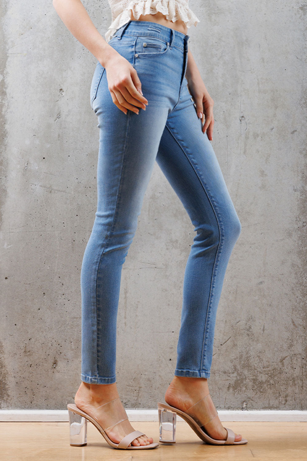 Mid Rise Destructed Skinny Jeans-1