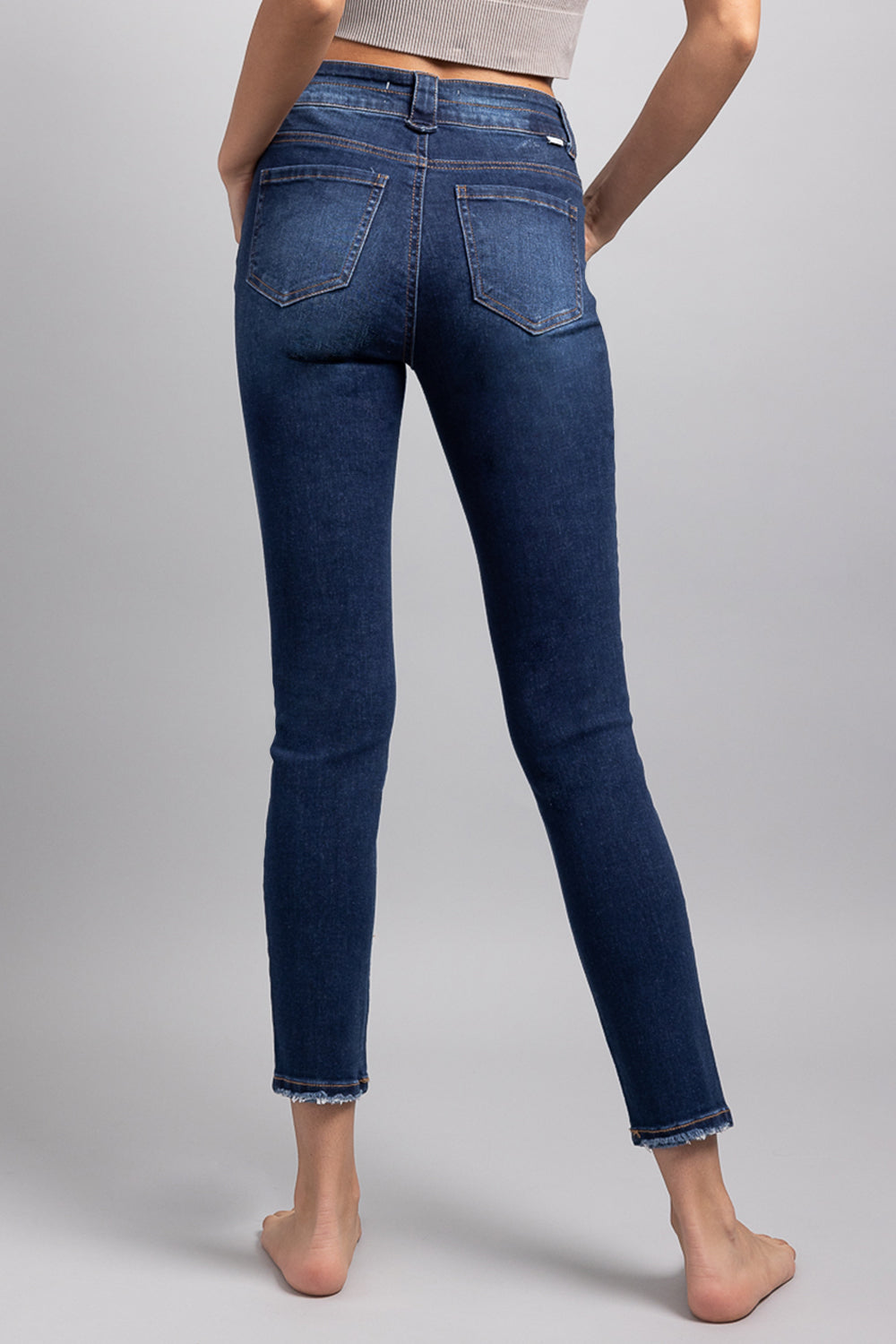 High Rise 2 Button Skinny Jeans-1