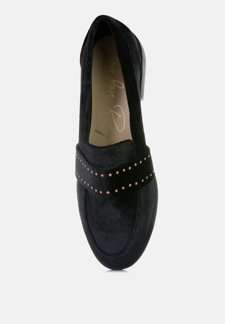 Walkin Stud Detail Velvet Loafers-3