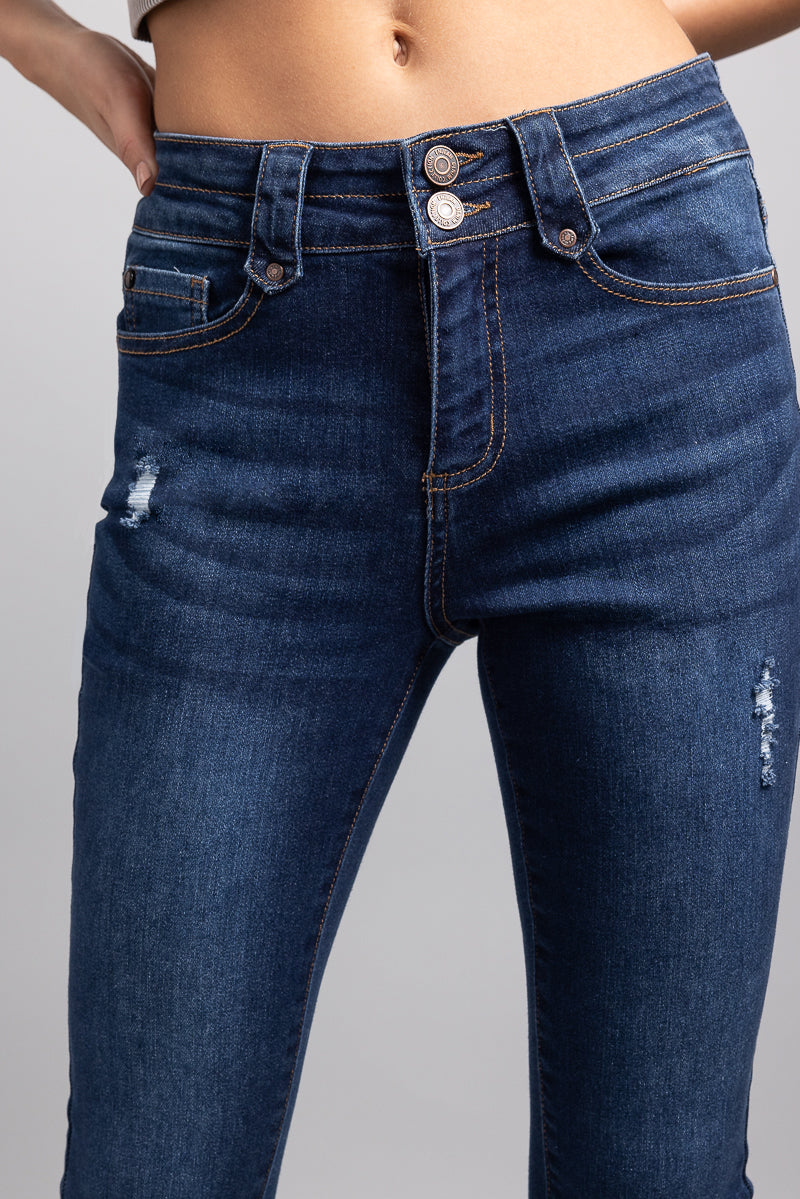 High Rise 2 Button Skinny Jeans-4