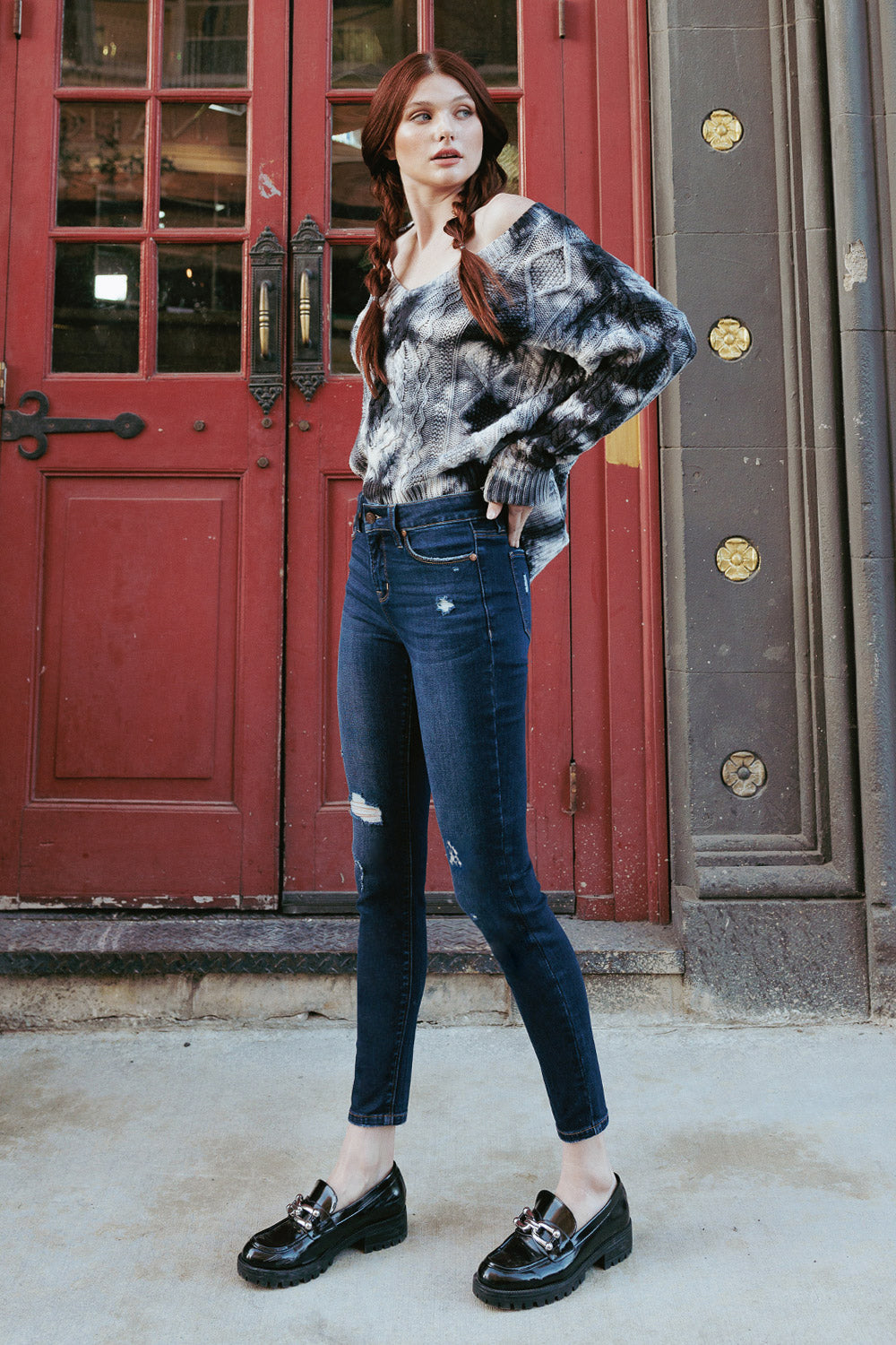 Destructed Ankle Skinny Jeans-2