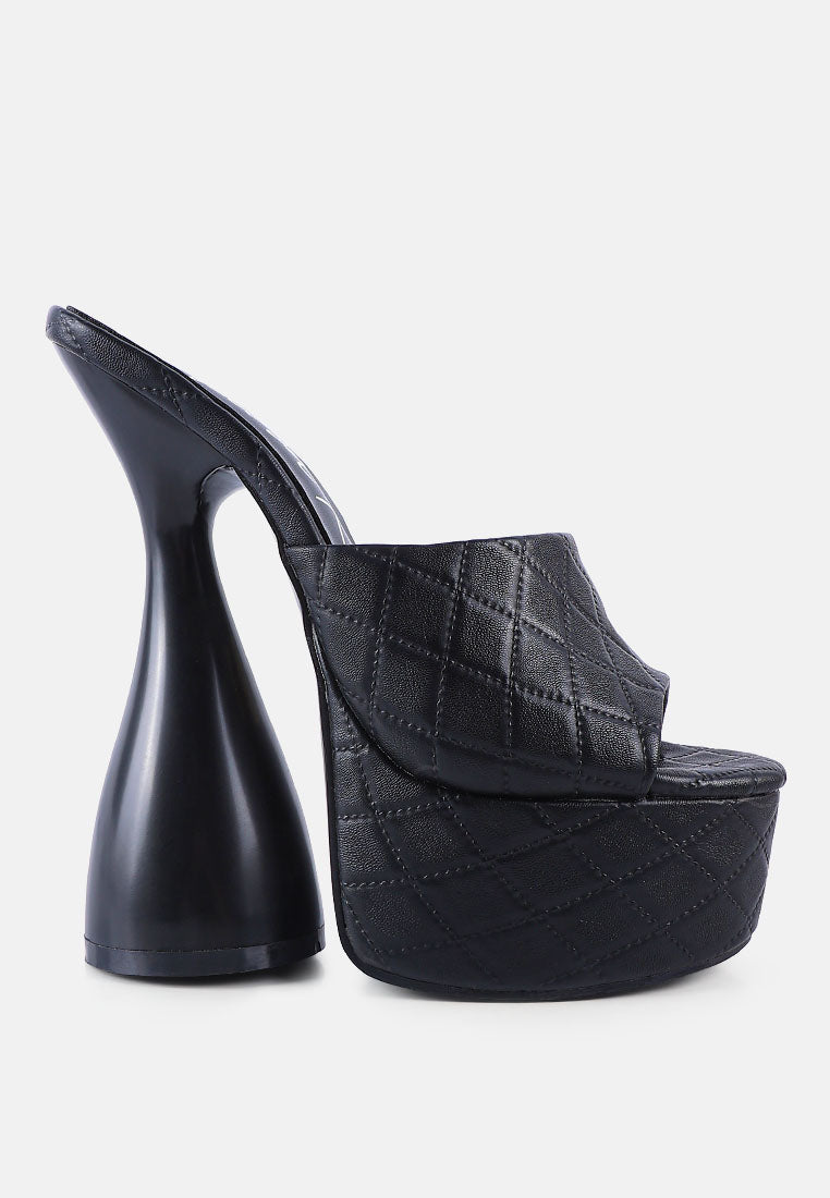 Oomph Quilted Hourglass Heel Platform Sandals-5