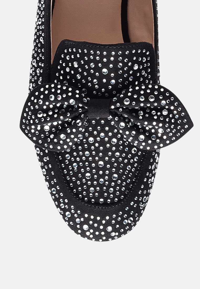 Dewdrops Embellished Casual Bow Loafers-3