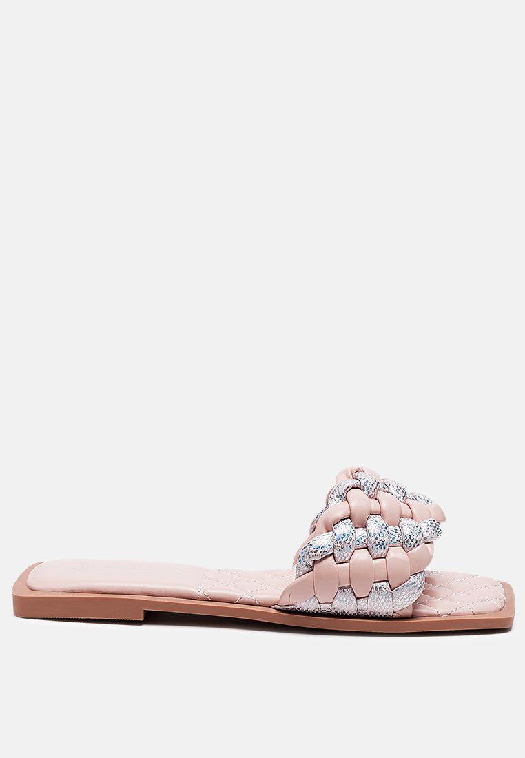 Allium Metallic Woven Strap Flats-5