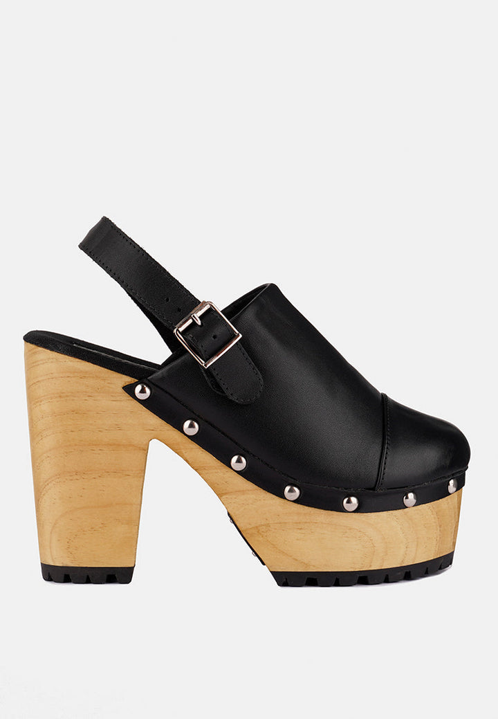 Alona Slingback High Block Heeled Clogs-5
