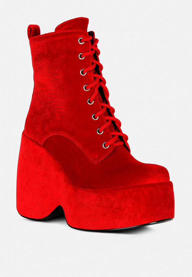 Ashcan High Platform Velvet Ankle Boots-5